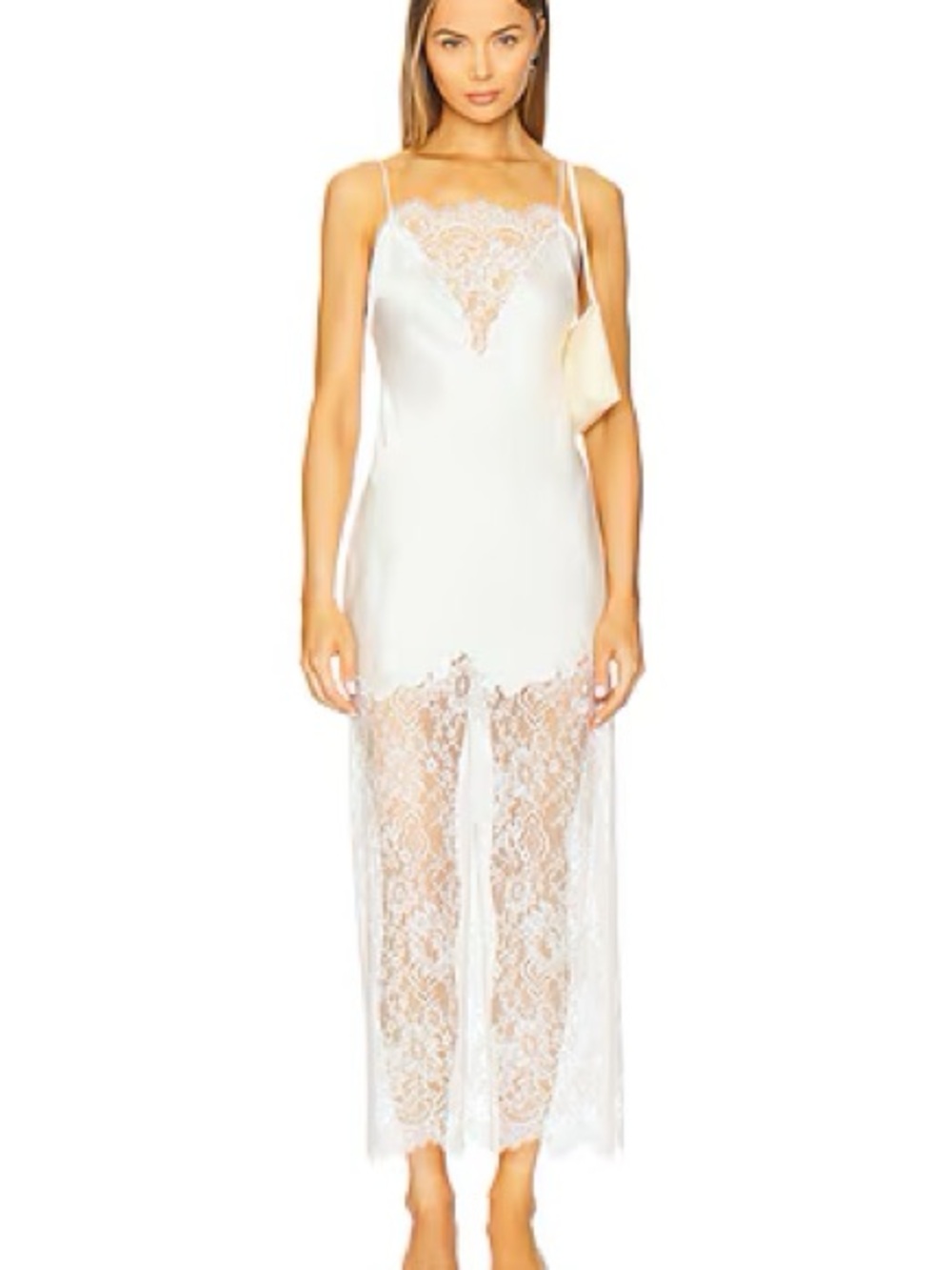 LoveShackFancy Ivory Lace-Trim Slip Gown